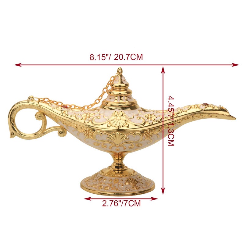 K COOL Classic Aladding Magic Genie Lamp Legend Wishing Light Costume Lamp Metal Carved Cone Incense Burner for Home Tabletop Decoration Party Birthday Halloween Christmas(Beige) - Image 2